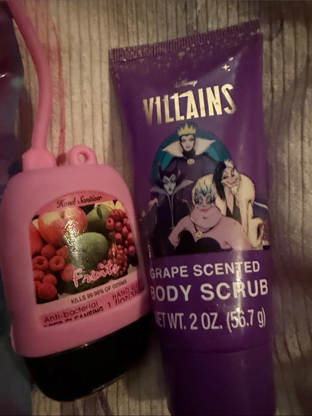 Disney Villains Grape Body Scrub + Pink Hand Sanitizer & astronaut Bath Bomb